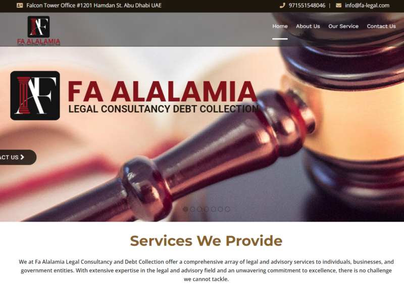 fa alalamia legal consultancy debt collection website portolio made by future vision for computer system and network